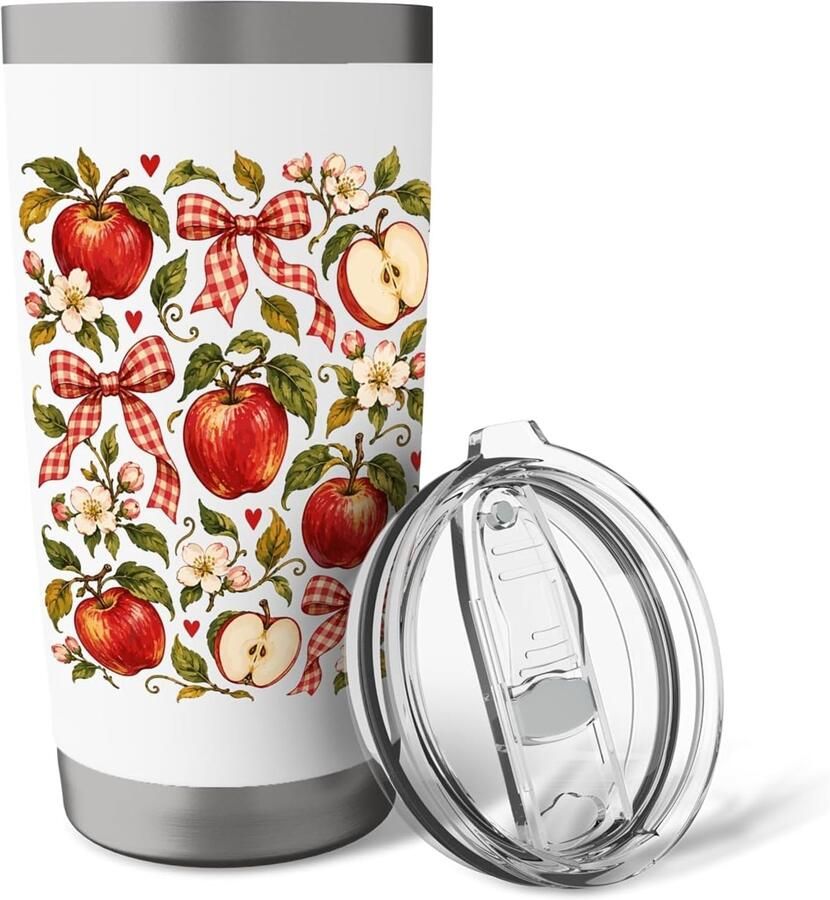 Appels met strikjes Herfst appeloogst dubbele wand thermobeker