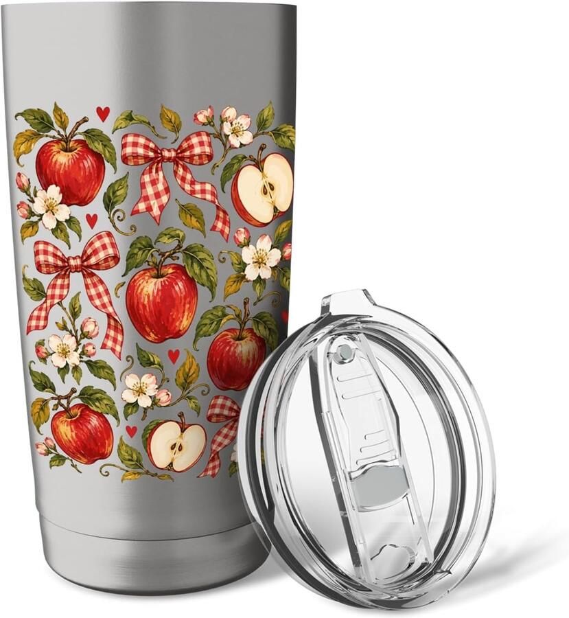 Appels met strikjes Herfst appeloogst dubbele wand thermobeker