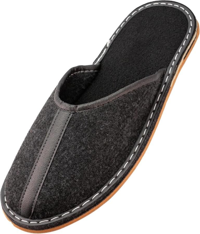 Comfortabele Heren Pantoffels Handgemaakte Vilt Pantoffels met Rubberen Zool