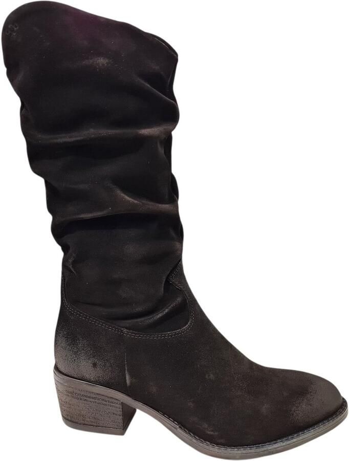 Aqa Zwarte Suede Dames Laarzen Zwart