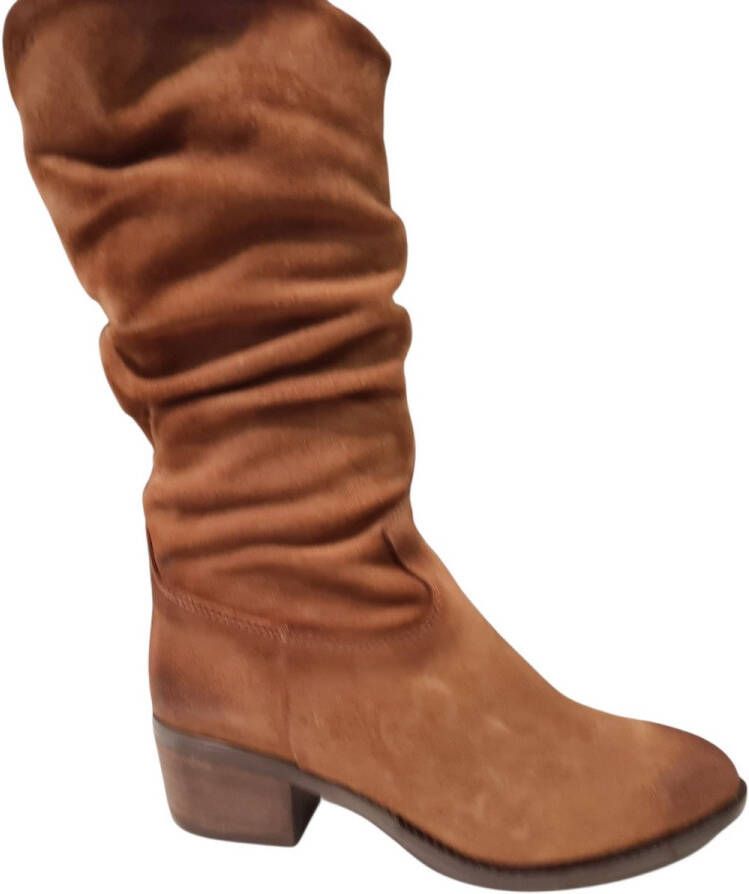Aqa Cognac Suede Dames Laarzen Cogna