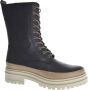 Aqa Shoes A8212 Dames Veterboot Zwart Beige - Thumbnail 1