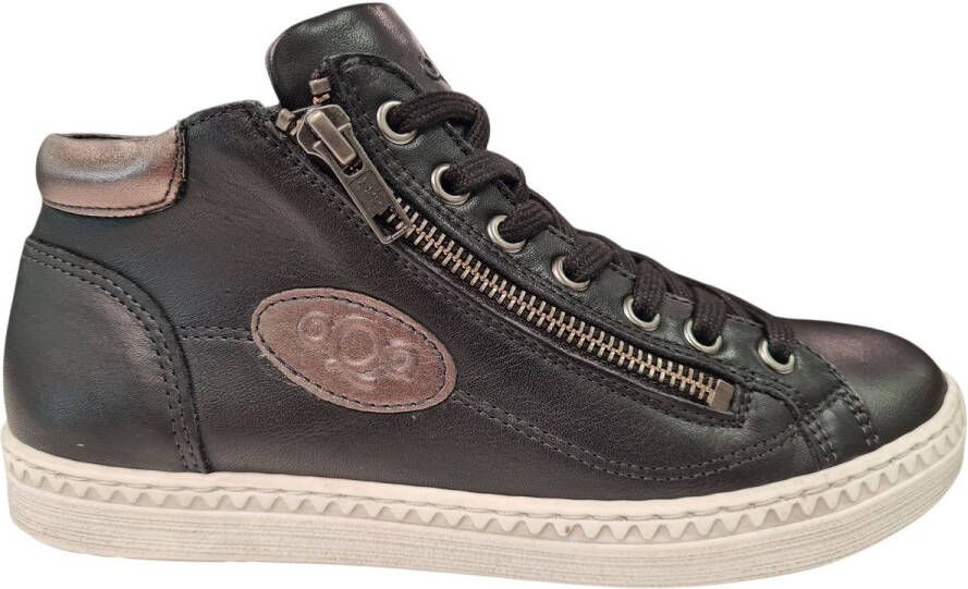 Aqa Zwart Leren Dames Sneakers Zwart