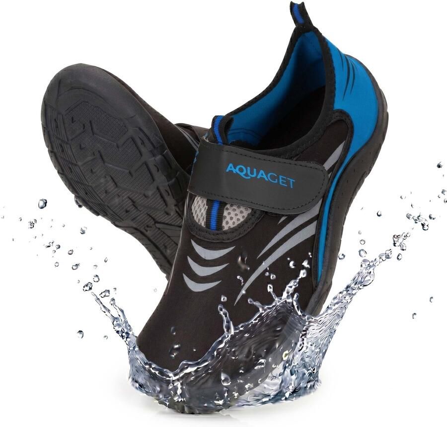 Aquaget Waterschoenen AQUA Shoes Sneldrogend Rubber Unisex Blauw Zwart