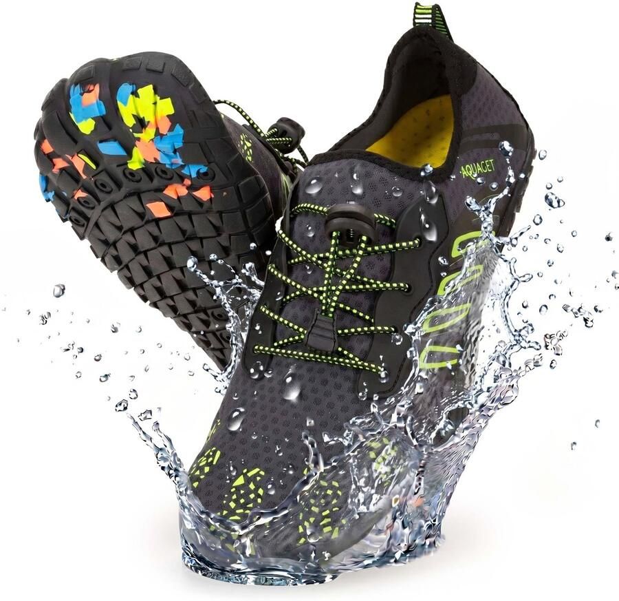 Aquaget Waterschoenen AQUA Shoes Sneldrogend Rubber Unisex Zwart Groen