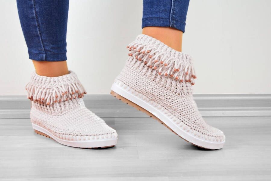 AQUATOLIA Hand Gebreide Pantoffels schoenen Slippers Beige