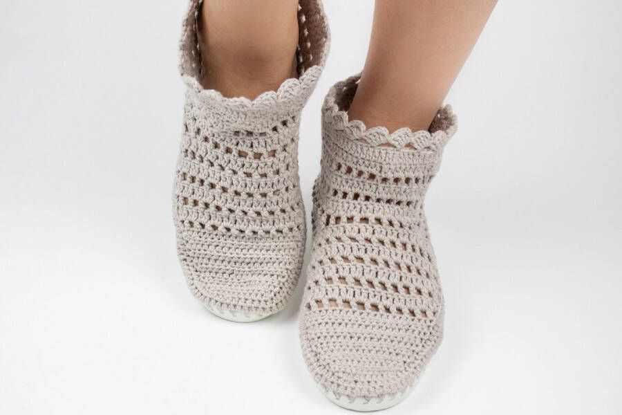 AQUATOLIA Hand Gebreide Pantoffels Schoenen Slippers Beige