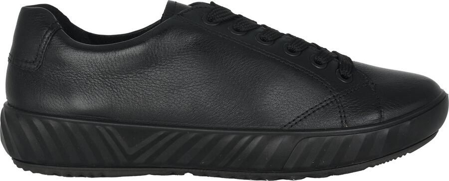 Ara Zwarte Leren Wijde Pasvorm Sneaker