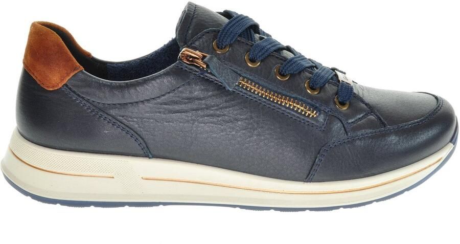 Ara Garda Donkerblauwe Lederen Comfortschoen Met Rits