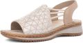 Ara Sandalen Hawaï zomerschoen sandaal sleehak met stretch-banden g-breedte - Beige