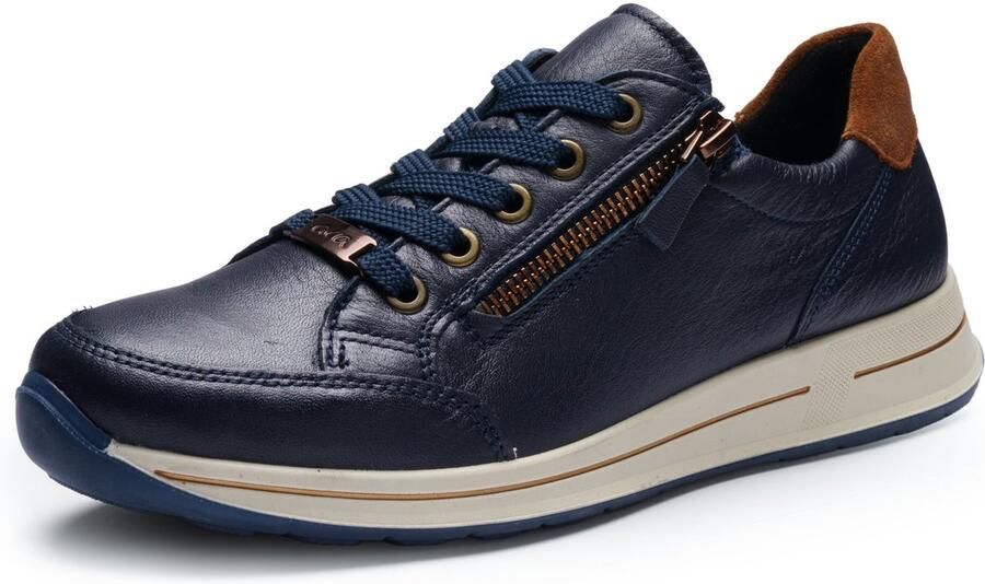 Ara Garda Donkerblauwe Lederen Comfortschoen Met Rits - Foto 2