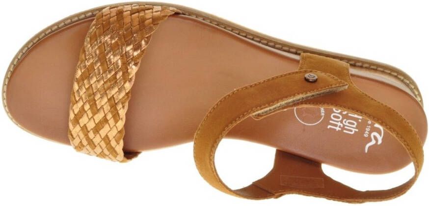 Ara Cognac Lederen Geklede Dames Sandaal Met Sleehak