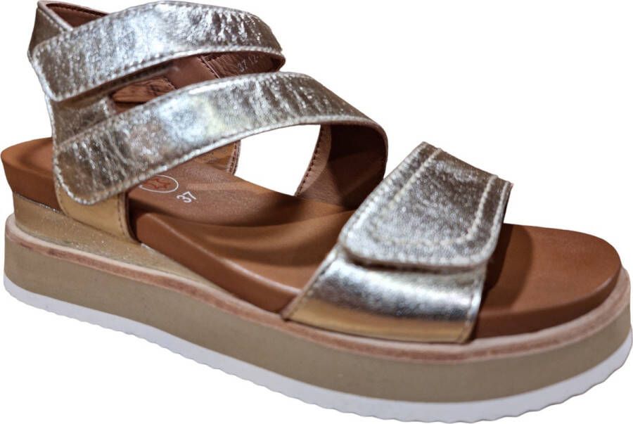 Ara sandaal goud leer art 12-18205-11 sleehak klitteband