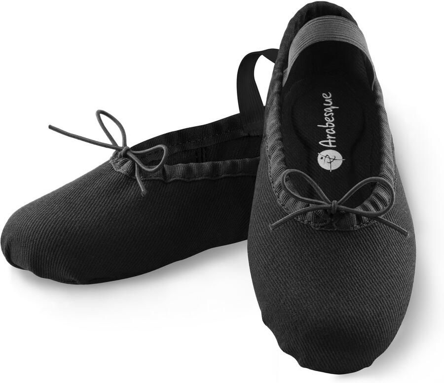 Arabesque Cinderella Jongeren balletschoenen Zwart Canvas Splitzool