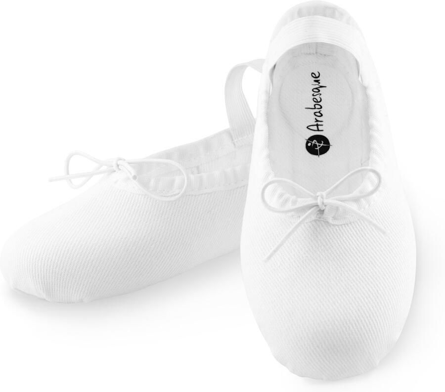 Arabesque Cinderella Jongeren balletschoenen Wit Canvas Splitzool
