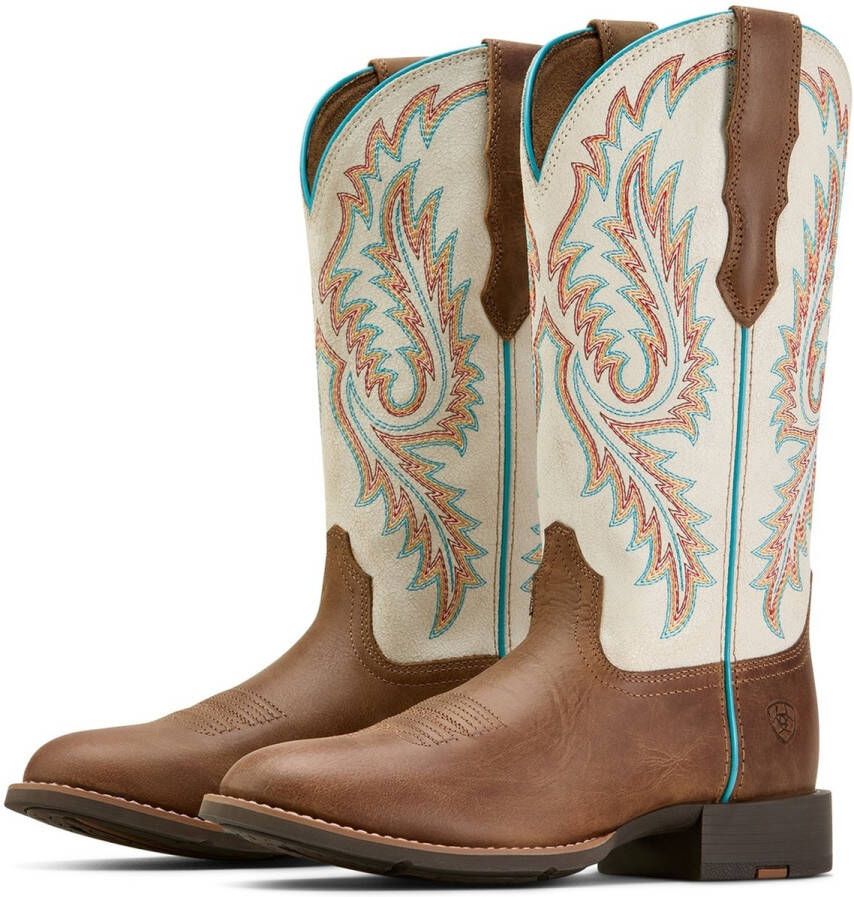 Ariat ROUND UP WTOE STRETCHFIT rijlaars bruin wit 41.5 (7.5 UK)