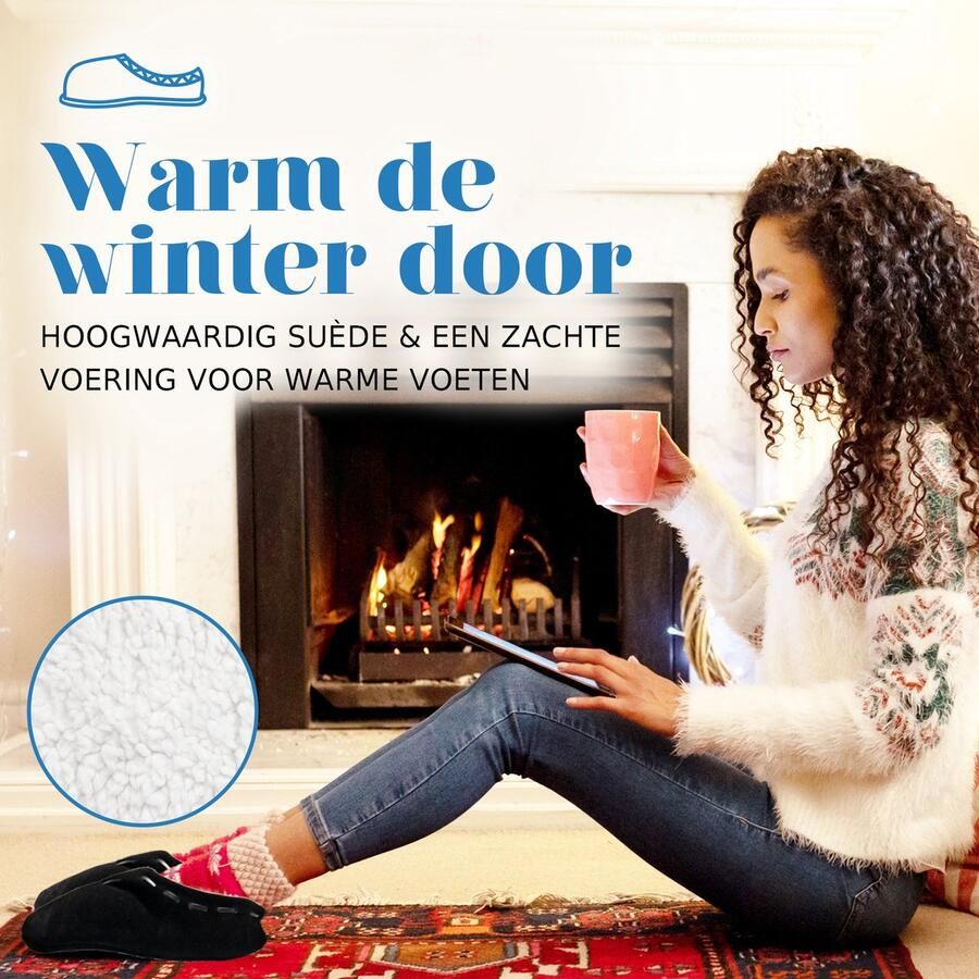 ARIESZZZ Spaanse Sloffen Unisex Zwart Warme Pantoffels - Foto 2