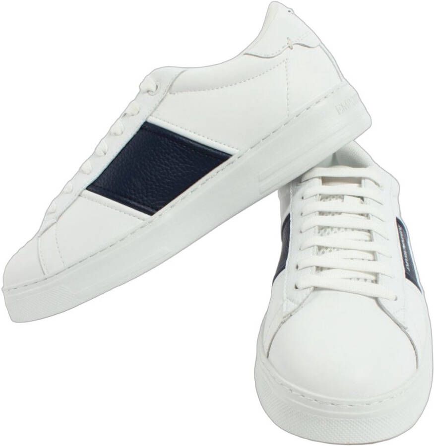 Giorgio Armani Logo Sneakers van Glad Leer White Heren