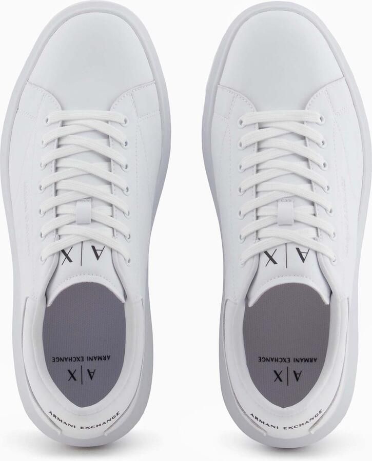 Armani Exchange Witte leren lage sneakers met logo detail White Heren