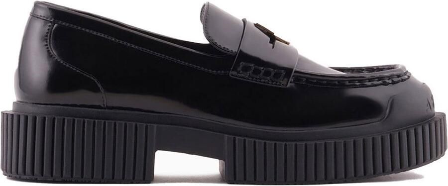 Armani Exchange Zwarte platte schoenen met vierkante hak Black Dames