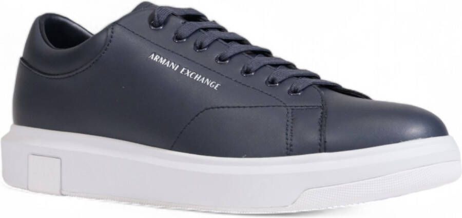 Armani Exchange Blauwe Leren Sportieve Sneakers met Rubberen Zool Blue Heren