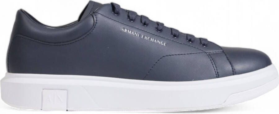 Armani Exchange Blauwe Leren Sportieve Sneakers met Rubberen Zool Blue Heren