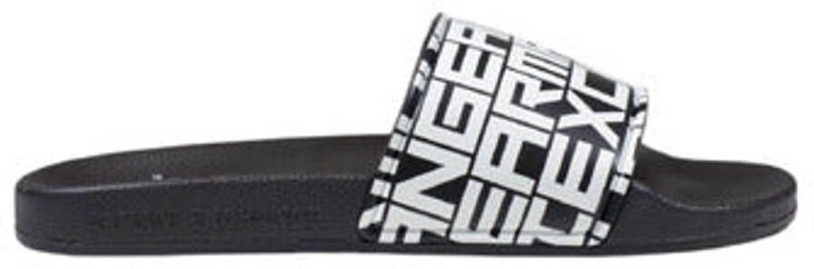 Armani Exchange Gedessineerde rubberen slippers voor lente zomer Black Heren