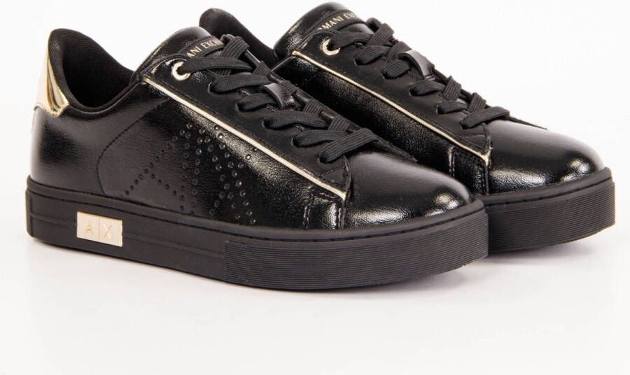 Armani Exchange Zwarte en gouden veterschoenen Black Dames