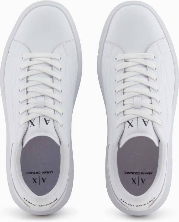 Armani Exchange Witte leren lage sneakers met logo detail White Heren