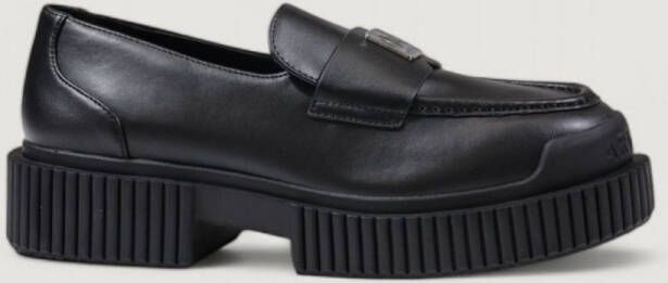 Armani Exchange Zwarte leren mocassin lente zomer collectie Black Dames
