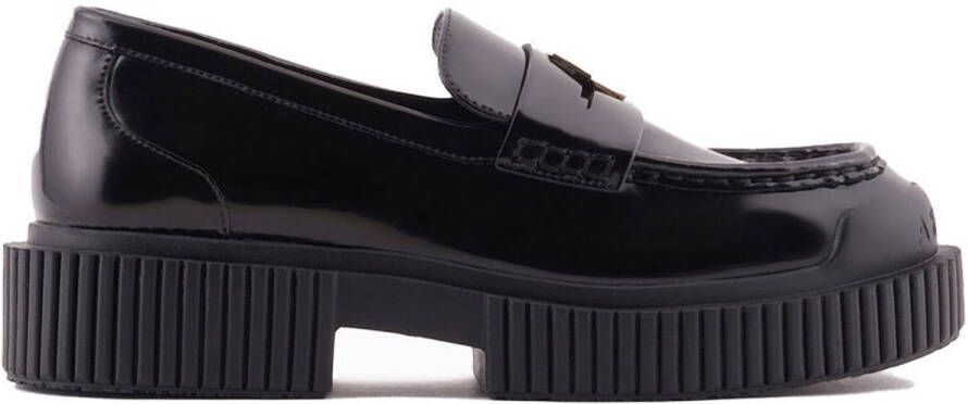 Armani Exchange Zwarte platte schoenen met vierkante hak Black Dames
