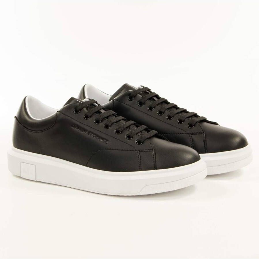 Armani Exchange Zwarte Casual Leren Sneakers voor Mannen Black Heren