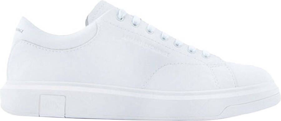 Armani Exchange Witte leren lage sneakers met logo detail White Heren