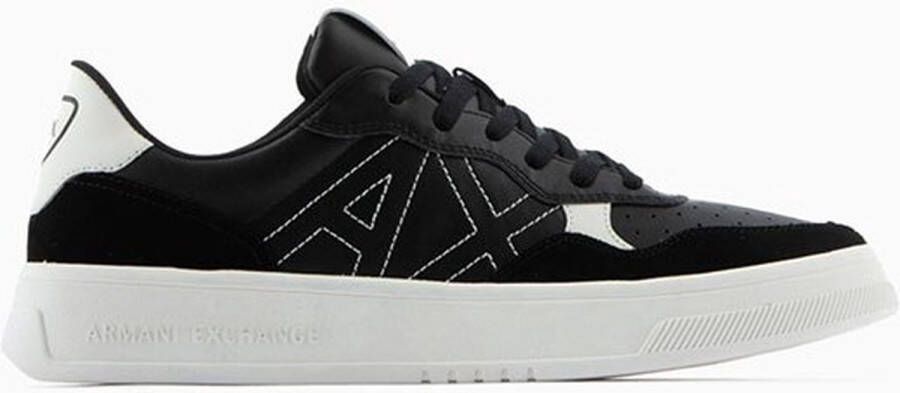 Armani Exchange Zwarte Sneakers met Suede Inzetstukken Black Heren