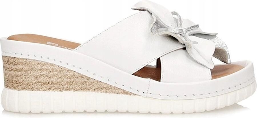 Artiker Dames Sleehak Slippers Echt Leer Hak Wit Beige Zilver