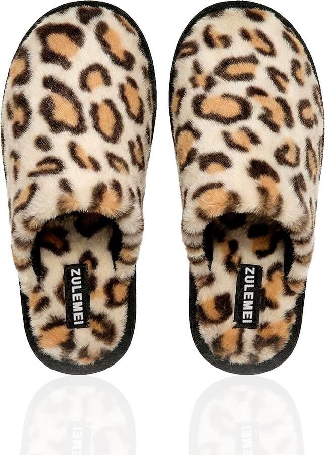 Arvida Pantoffels-Luipaardprint-Winterpantoffels-Damespantoffels-Pantoffels met luipaardprint-Antislip pantoffels voor thuis - Foto 2