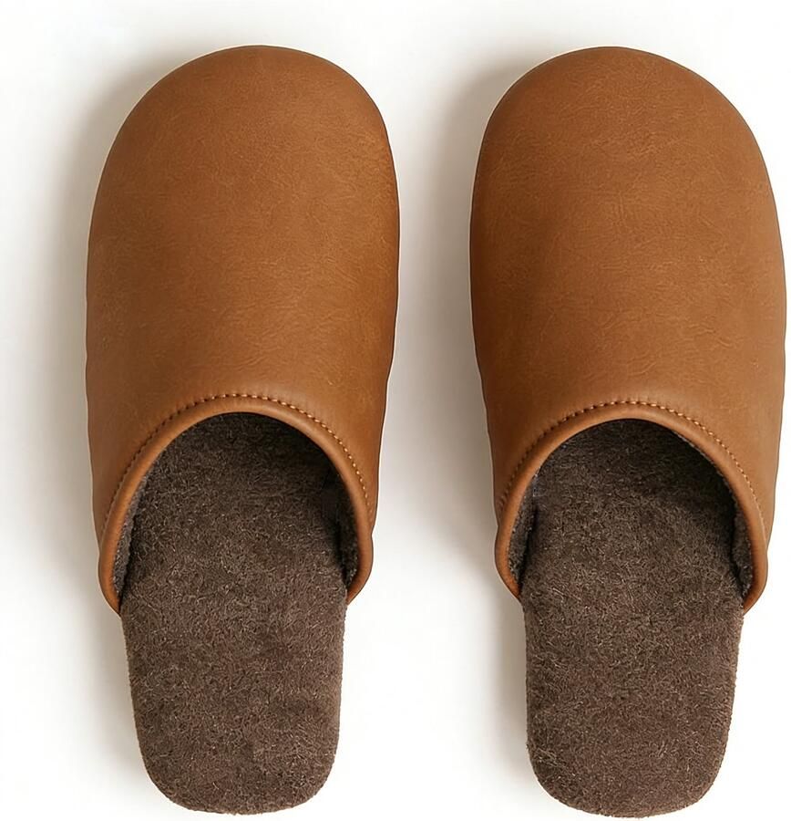 Arvida Pantoffels s-Luxe Lederlook Pantoffels Waterafstotend & Antislip Warme Winter Sloffen slippers heren&slippers Bruin