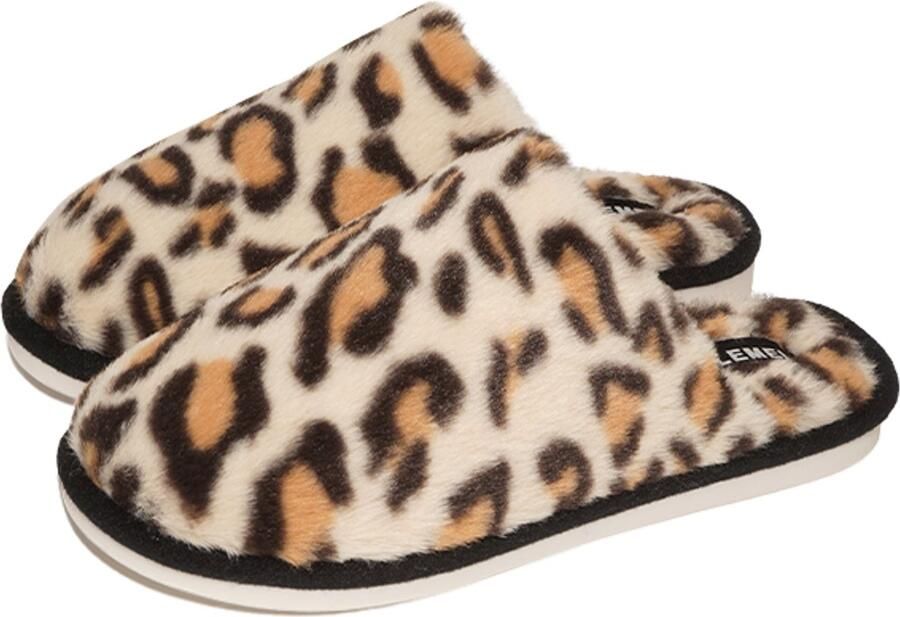 Arvida Pantoffels-Luipaardprint-Winterpantoffels-Damespantoffels-Pantoffels met luipaardprint-Antislip pantoffels voor thuis