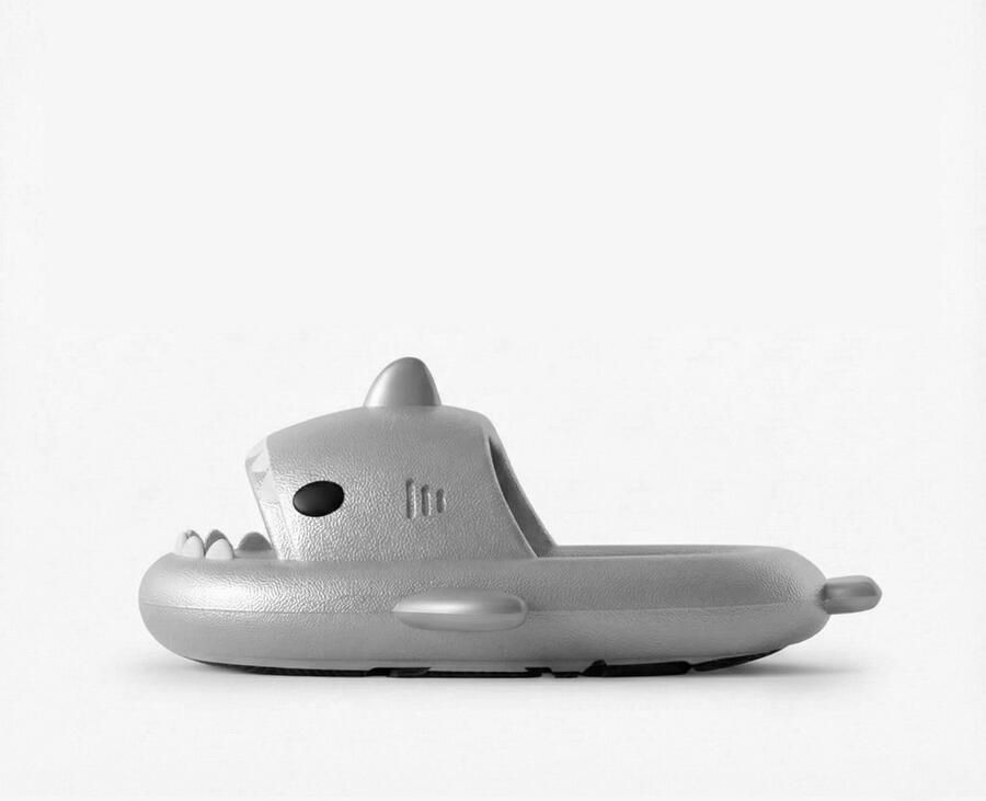 Arvida Silver Shark Slides Haaien Slippers Badslippers Unisex Metallic Zilver Trend - Foto 2