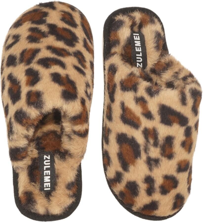 Arvida Pantoffels-Luipaardprint-Winterpantoffels- spantoffels-Pantoffels met luipaardprint-Antislip pantoffels voor thuis - Foto 2