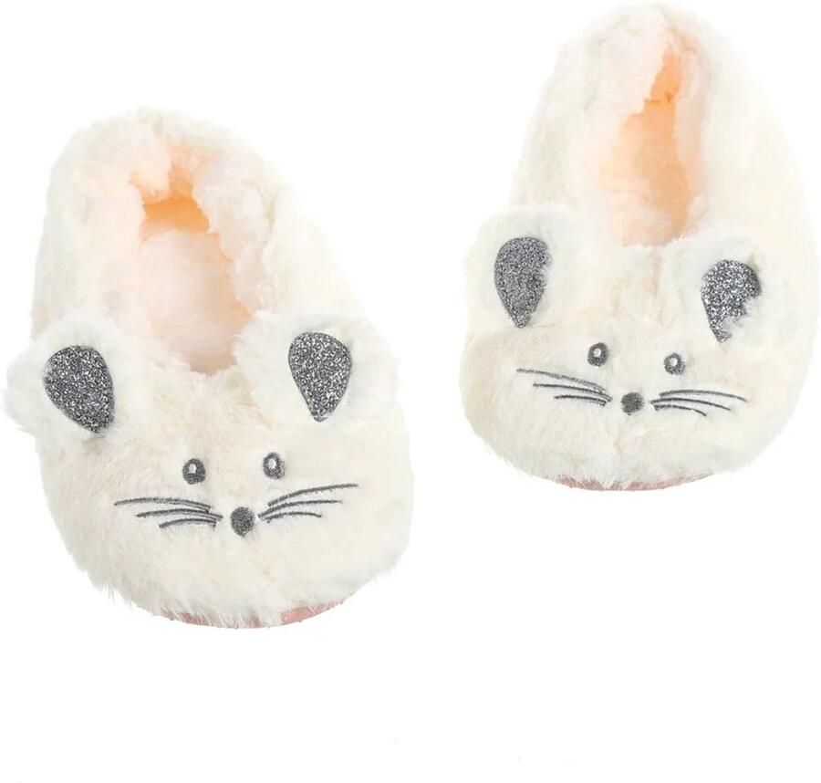 Asgard Dames Fuzzy Winter Sloffen Warme Pluche Pantoffels met Antislip Zool Zachte Bont Indoor Huisschoenen met Muis Oortjes Comfortabele Gesloten Slippers Kleur Wit