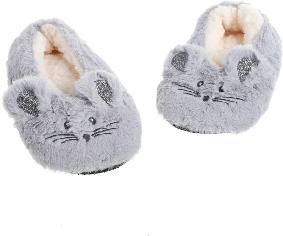 Asgard Dames Fuzzy Winter Sloffen Warme Pluche Pantoffels met Antislip Zool Zachte Bont Indoor Huisschoenen met Muis Oortjes Comfortabele Gesloten Slippers Kleur Cyaanblauw