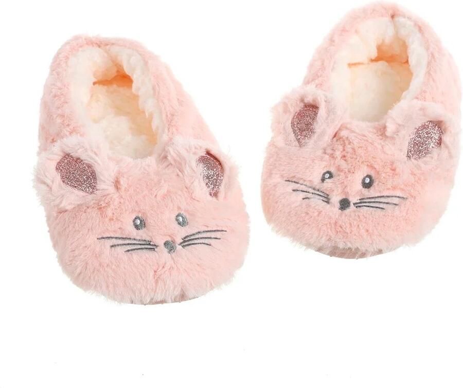 Asgard Dames Fuzzy Winter Sloffen Warme Pluche Pantoffels met Antislip Zool Zachte Bont Indoor Huisschoenen met Muis Oortjes Comfortabele Gesloten Slippers Kleur Roze