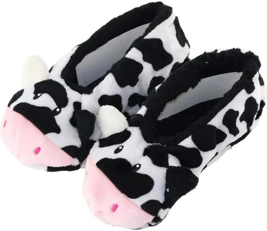 Asgard Verdikte Fleece Pantoffels voor Kinderen en Volwassenen t m 38 Warme Antislip Pantoffels met Zachte Zool Gezellige Winter Slofsokken Pantoffels Koe