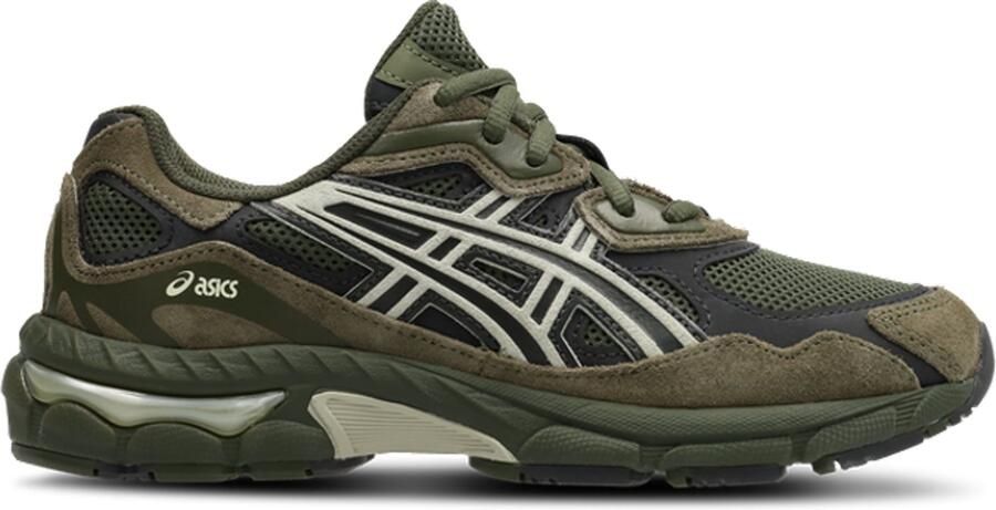 ASICS Gel-NYC GS Sneakers Olive Canvas Dried Leaf Green Groen Gel-NYC Lifestyle Kinder Sneakers voor en