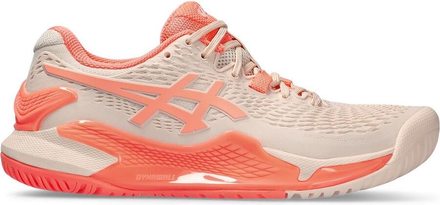 ASICS Gel-Resolution 9 Tennisschoenen Pearl Pink Sun Coral Wit Rood Gel-Resolution Tennis Dames