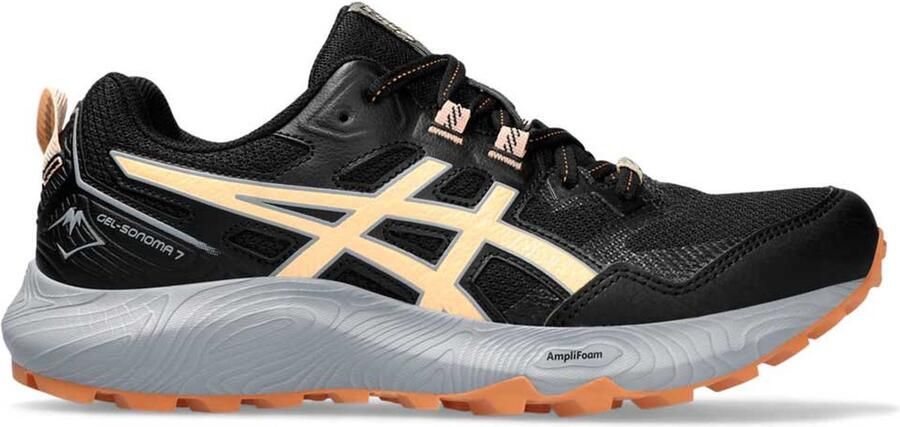ASICS Gel-Sonoma 7 Trailschoenen Black Apricot Crush Zwart Oranje Gel-Venture Trailrunning