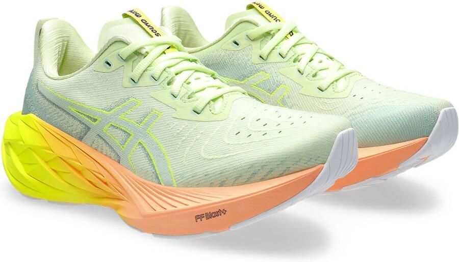 ASICS NOVABLAST 4 PARIS. Hardloopschoenen. Unisex Cool Matcha Veiligheidsgeel Performance Running Shoes