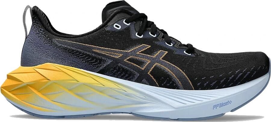 ASICS Novablast 4 Heren Sportschoen Sneaker Zwart Geel Wit