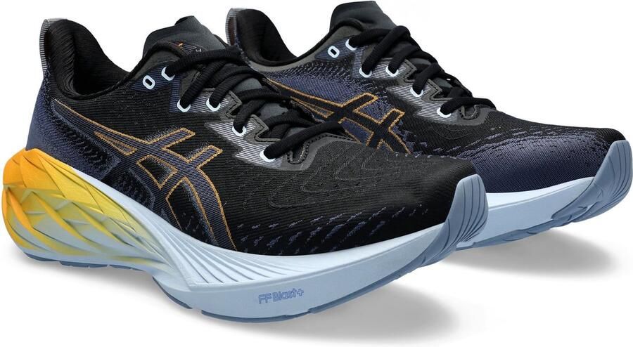 ASICS Novablast 4 Heren Sportschoen Sneaker Zwart Geel Wit